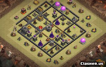 town hall 9, trophy/war base layout #34861