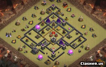 town hall 9, trophy/war base layout #34877