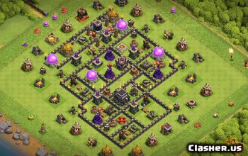 town hall 9, trophy/war base layout #35513