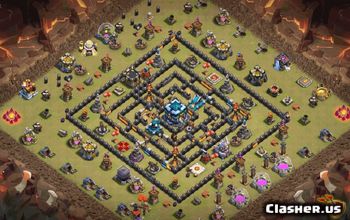 town hall 13, trophy/war base layout #35905