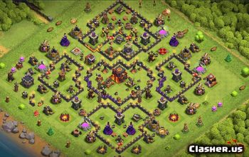 town hall 10, trophy/war base layout #36001