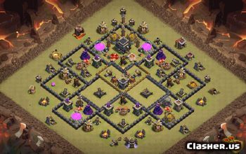 town hall 9, trophy/war base layout #36023