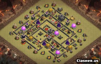 town hall 9, trophy/war base layout #36045