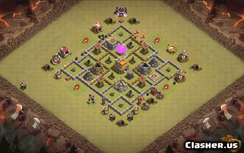 town hall 7, trophy/war base layout #36073