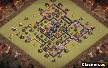 town hall 9, trophy/war base layout #36080