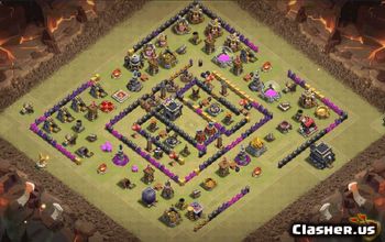 town hall 9, trophy/war base layout #36083