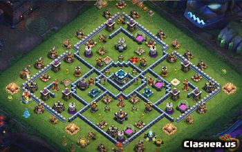 town hall 13, trophy/war/farming base layout #36108