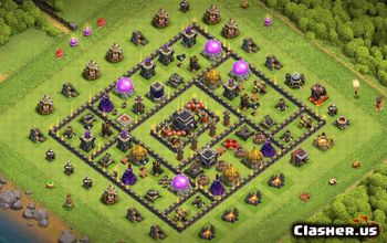 town hall 9, trophy/war base layout #36175