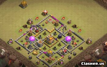 town hall 7, trophy/war base layout #36215
