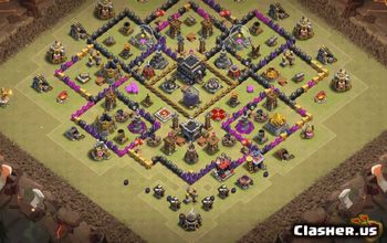 town hall 9, trophy/war base layout #36256