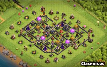 town hall 9, trophy/war base layout #36313