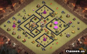 town hall 8, trophy/war base layout #36382