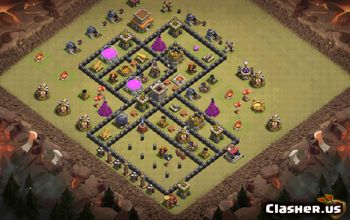 town hall 8, trophy/war base layout #36384
