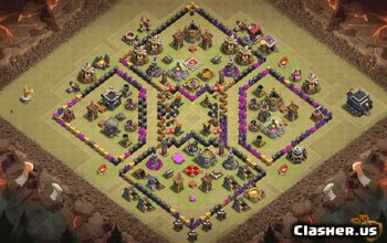 town hall 9, trophy/war base layout #36674