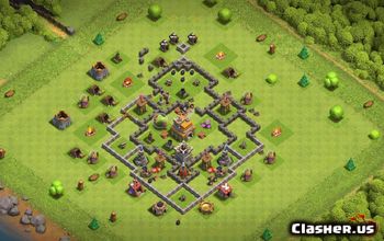 town hall 7, trophy/war base layout #36922