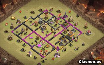 town hall 8, trophy/war base layout #36939