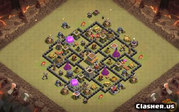 town hall 8, trophy/war base layout #37154