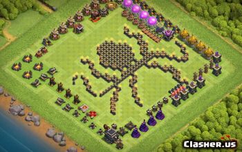 town hall 9, trophy/war base layout #37465