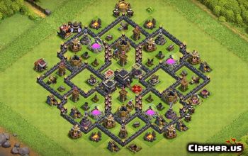 town hall 9, trophy/war base layout #37472