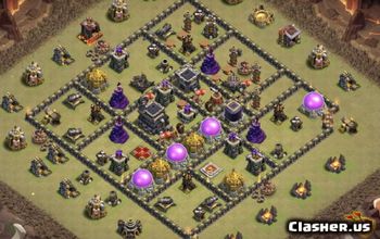 town hall 9, trophy/war base layout #37490
