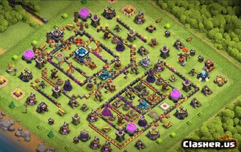 town hall 13, trophy/war base layout #37770