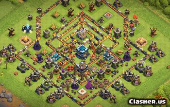 town hall 13, trophy/war base layout #38078