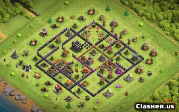 town hall 9, trophy/war base layout #38088
