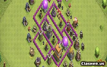clash of clans level 6 town hall farming layout