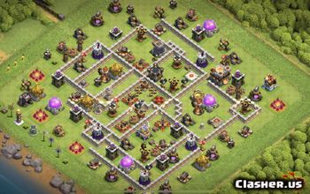 town hall 11, trophy/war base layout #38987